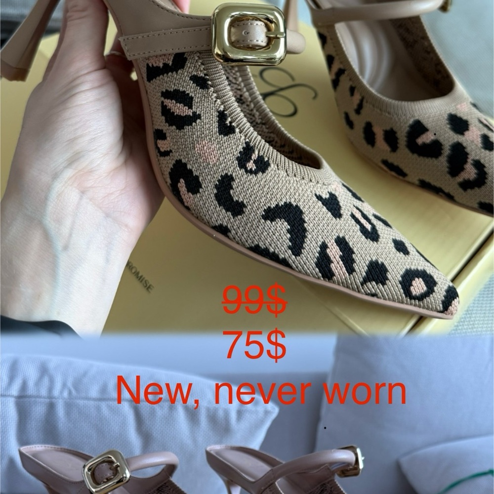 Leopard Print Women's Shoes with Gold Buckle